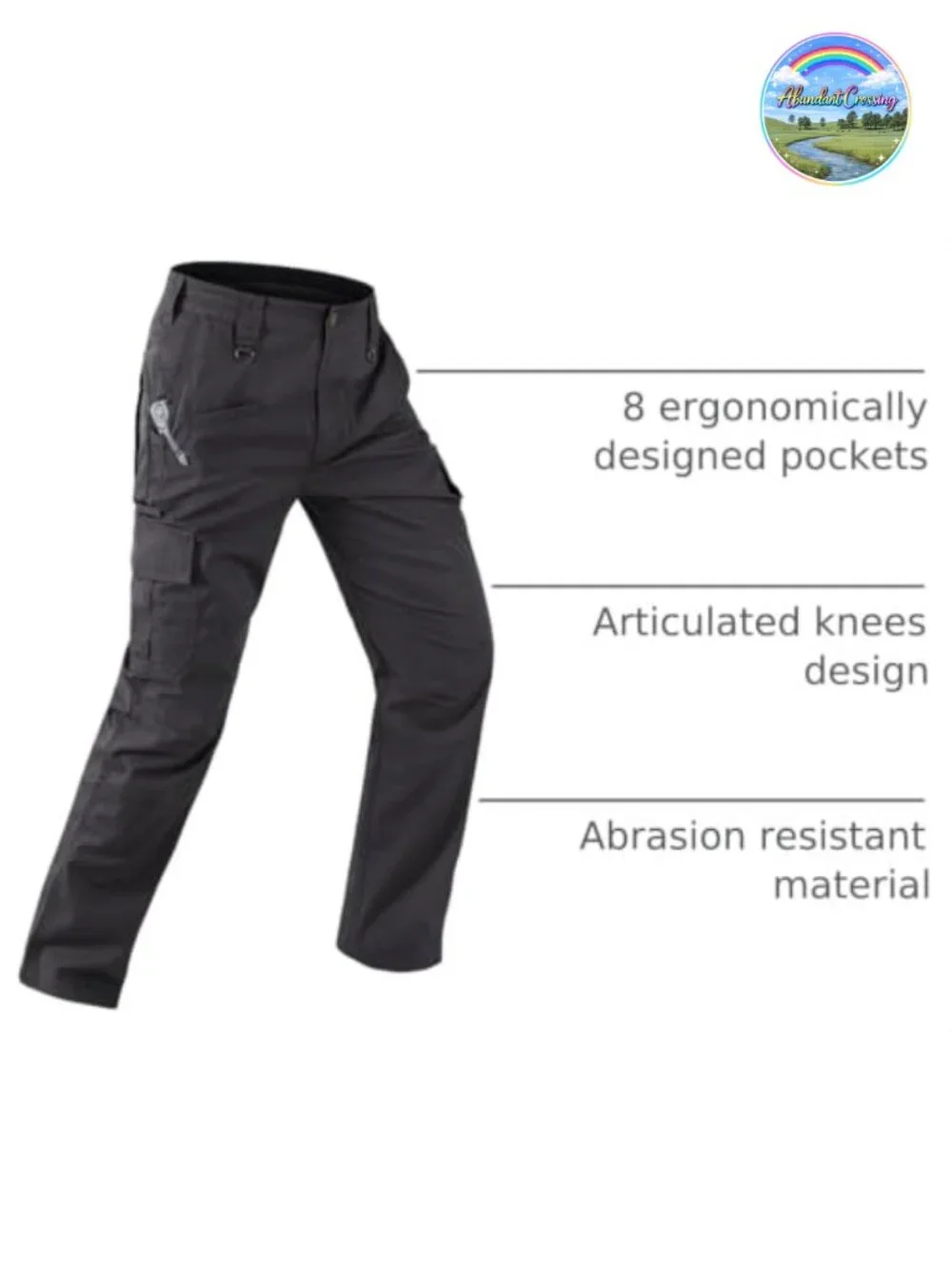 Mens Cargo Tactical Pants Water Resistant Elastic Waist 8 Pockets